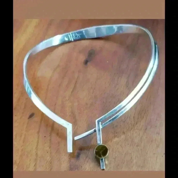 Vintage Taxco Choker Sterling Silver Reversible Tiger's Eye Onyx Gemstone JRZ - Picture 7 of 10